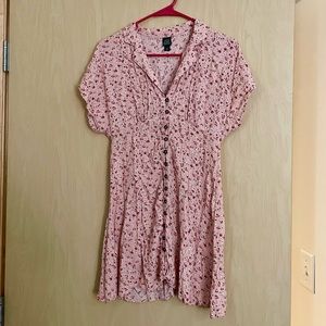 Pink floral mini dress (small)